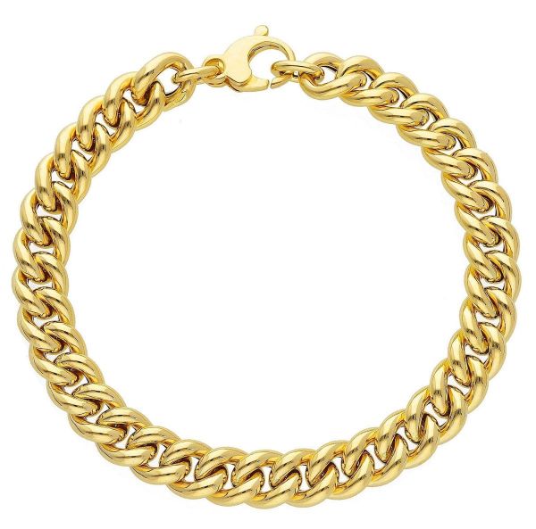 Imagen de Pulsera para hombre malla Cubana oro amarillo 18k | 20 cm