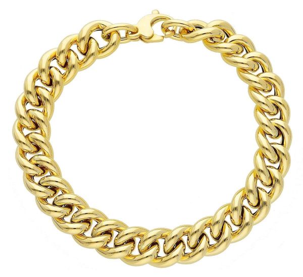 Imagen de Pulsera para hombre malla Cubana oro amarillo 18k | 20 cm