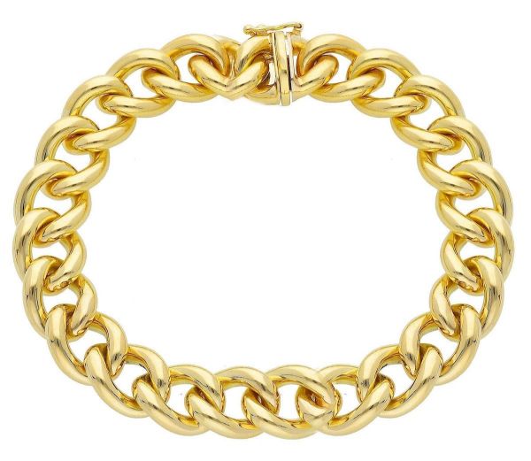 Imagen de Pulsera para hombre malla Barbada oro amarillo 18k | 20 cm