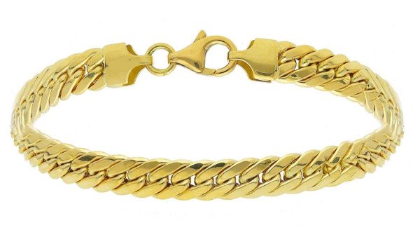 Picture of 18k yellow gold flat Cuban link Bracelet | 19 cm
