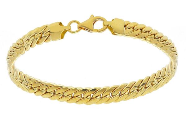 Immagine di Bracciale Cubana piatta oro giallo 18k | 19 cm 