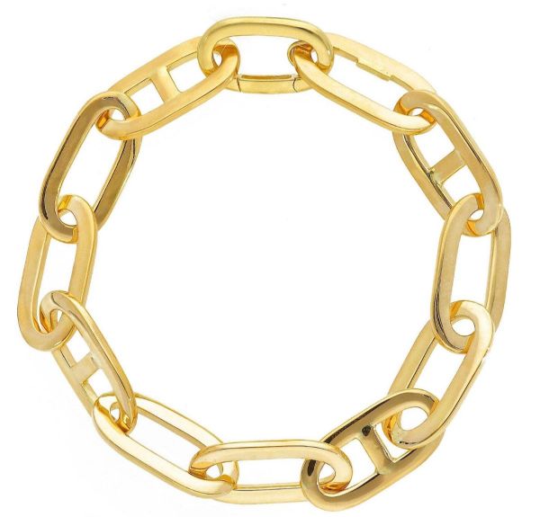 Picture of 18k yellow gold flat Mariner link Bracelet | 21 cm