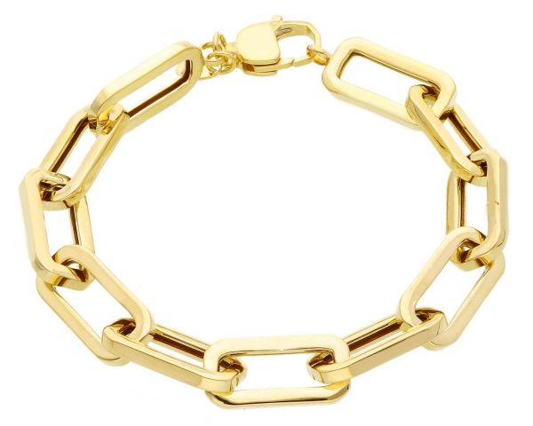 Imagen de Pulsera malla Paperclip oro amarillo 18k | 19 cm