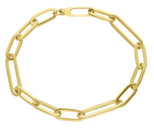 Imagen de Pulsera malla Paperclip oro amarillo 18k | 19 cm