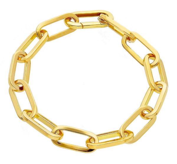 Imagen de Pulsera malla Paperclip oro amarillo 18k | 19 cm