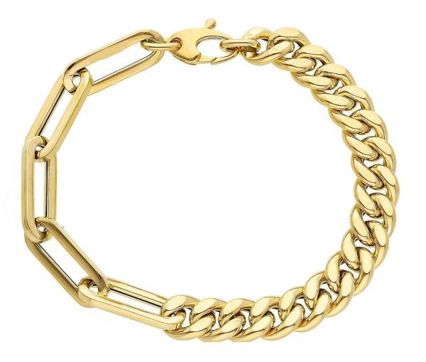 Imagen de Pulsera malla Paperclip oro amarillo 18k | 20 cm