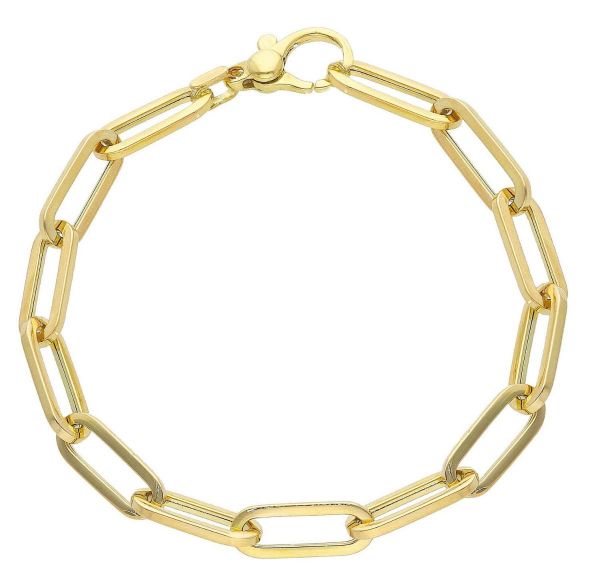 Imagen de Pulsera malla Paperclip oro amarillo 18k | 20 cm