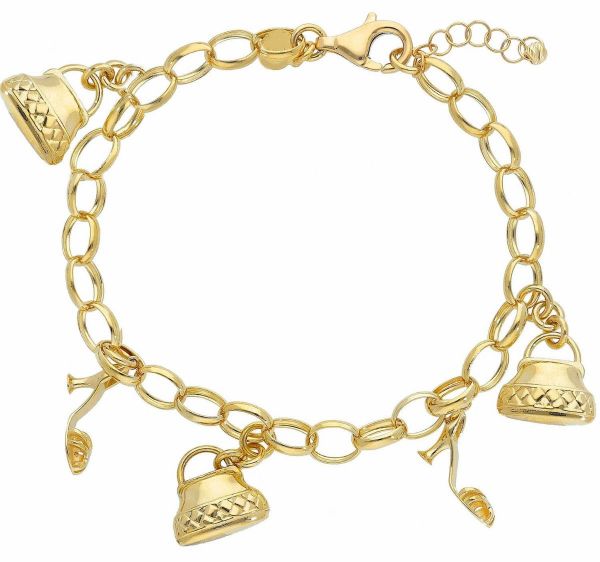 Immagine di Bracciale Rolò charms Borse Scarpe oro giallo 18k | 17,5 cm 