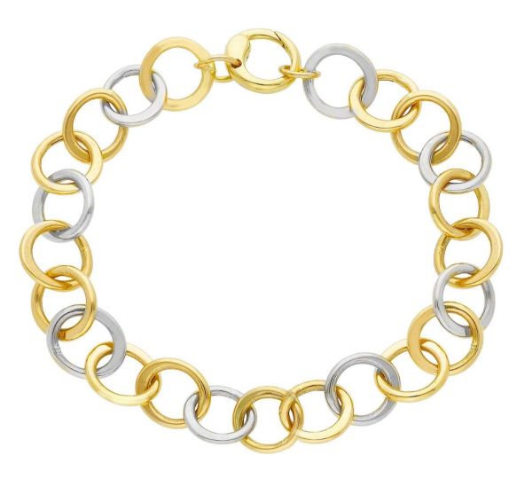 Imagen de Pulsera malla Rolò oro bicolor 18k | 19 cm