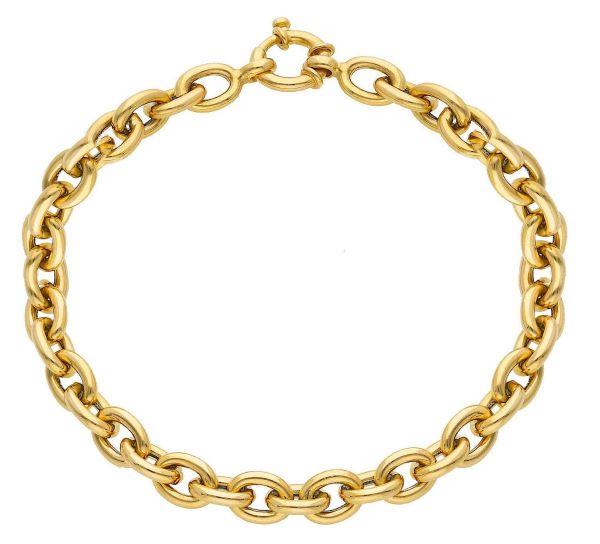 Imagen de Pulsera Rolo oval para hombre y mujer oro amarillo 18k | 20 cm