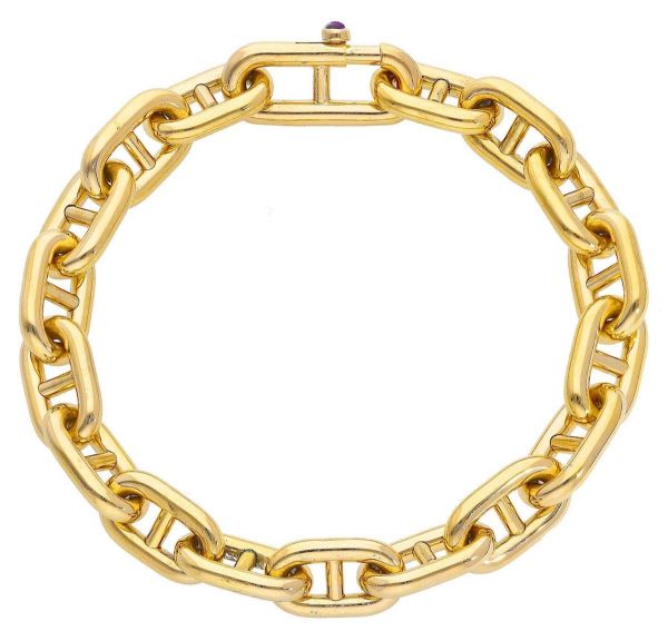 Picture of 18k yellow gold Anchor link Bracelet | 19 cm
