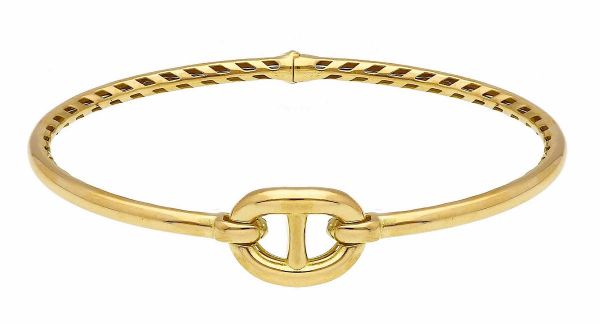 Picture of 18k yellow gold Anchor link Bracelet | Diam 6,5 cm