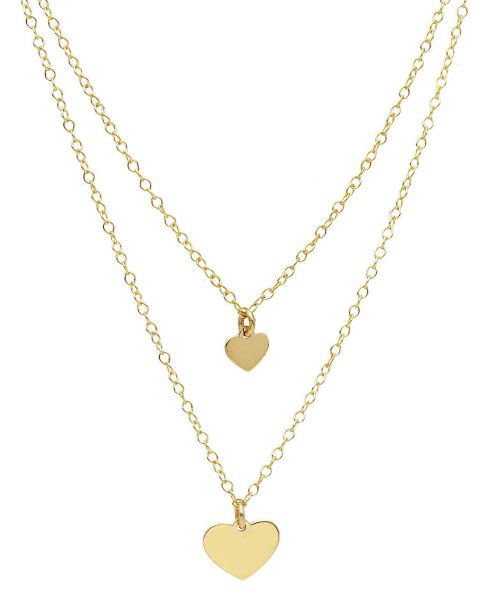 Imagen de Collar doble hilo con Corazones oro amarillo 9k | 42+3 cm