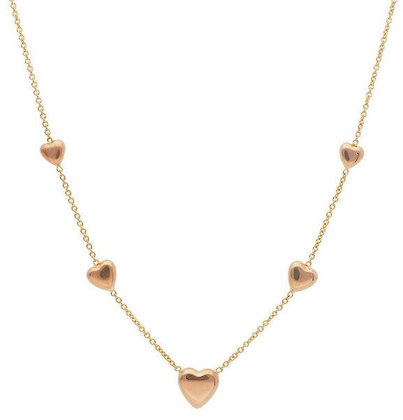 Imagen de Collar Corazón grande 4 Corazoncitos oro rosa 18k | 45 cm 