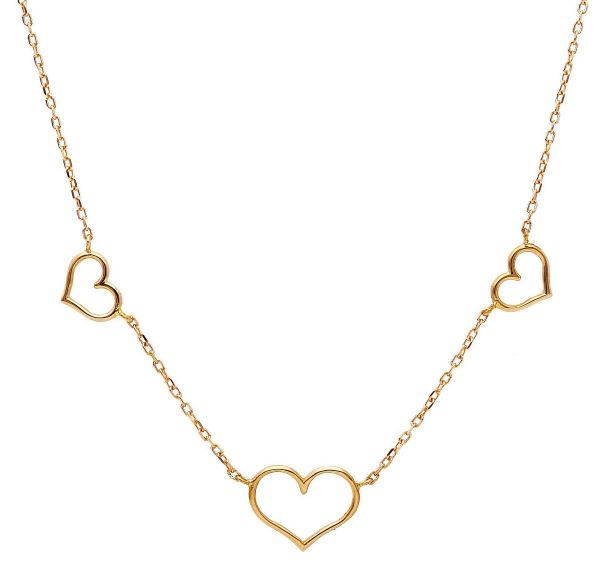 Imagen de Collar 3 Corazones pequeños oro amarillo 18k | 45 cm