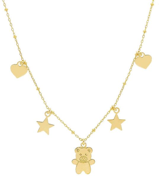 Imagen de Collar Corazones Estrellas Osito oro 18k | 40+2 cm 