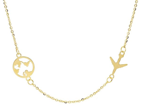 Picture of Airplane & World Necklace | 18k yellow gold | 40+5 cm