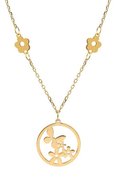Imagen de Collar Mariposa y Flores oro amarillo 18k | 42+3 cm 