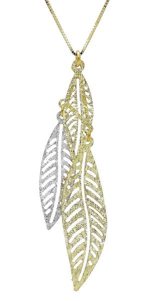 Imagen de Gargantilla Hojas oro bicolor 9k | 42+5 cm 