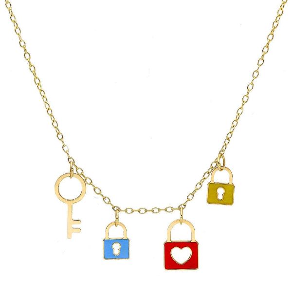 Imagen de Gargantilla Candados y Llaves oro amarillo 18k | 45 cm 