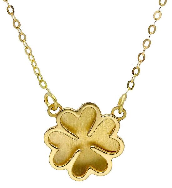 Immagine di Girocollo Quadrifoglio doppia lastra oro giallo 18k | 45 cm 