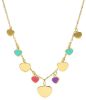 Picture of Heart charms robin egg Necklace with colored enamels | 18k gold | 42+3 cm