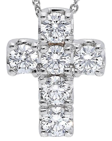 Imagen de Gargantilla de oro blanco 18k con Cruz de brillantes | 39+3 cm