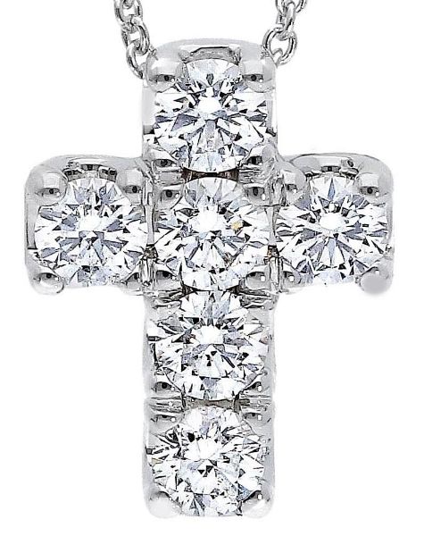 Imagen de Gargantilla de oro blanco 18k con Cruz de brillantes | 39+3 cm