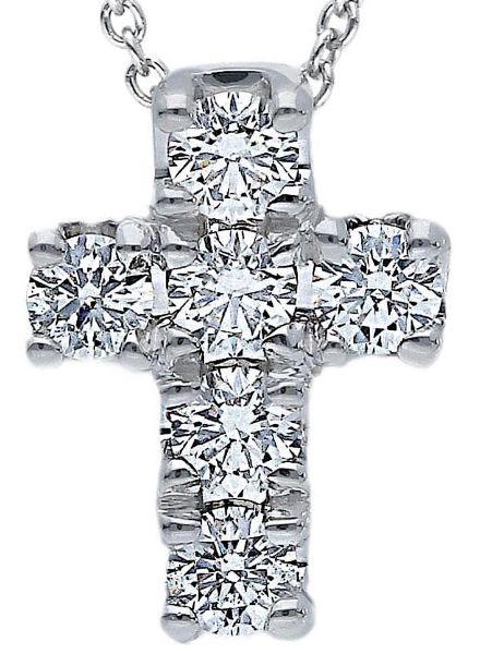 Imagen de Gargantilla de oro blanco 18k con Cruz de brillantes | 39+3 cm