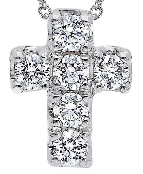 Imagen de Gargantilla de oro blanco 18k con Cruz de brillantes | 39+3 cm