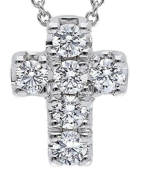 Imagen de Gargantilla de oro blanco 18k con Cruz de brillantes | 39+3 cm