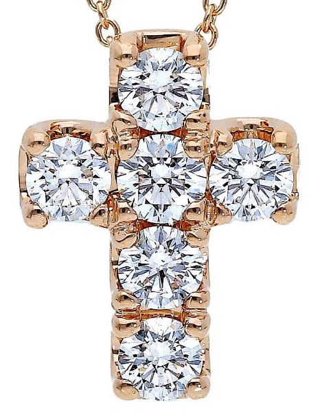 Imagen de Gargantilla de oro rosa 18k con Cruz de brillantes | 39+3 cm