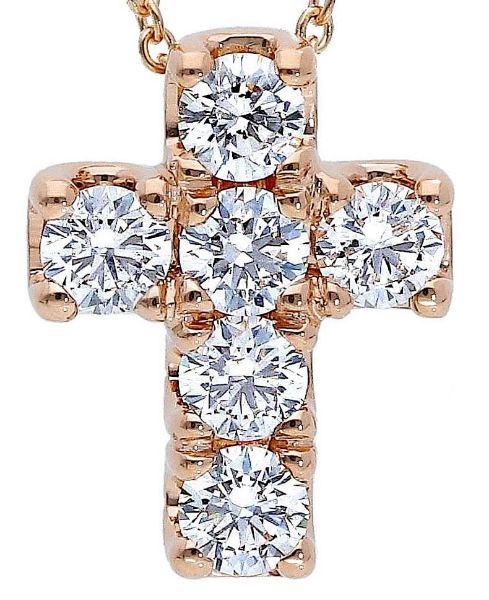 Imagen de Gargantilla de oro rosa 18k con Cruz de brillantes | 39+3 cm