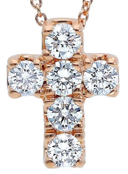Imagen de Gargantilla de oro rosa 18k con Cruz de brillantes | 39+3 cm
