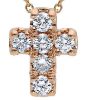 Imagen de Gargantilla de oro rosa 18k con Cruz de brillantes | 39+3 cm