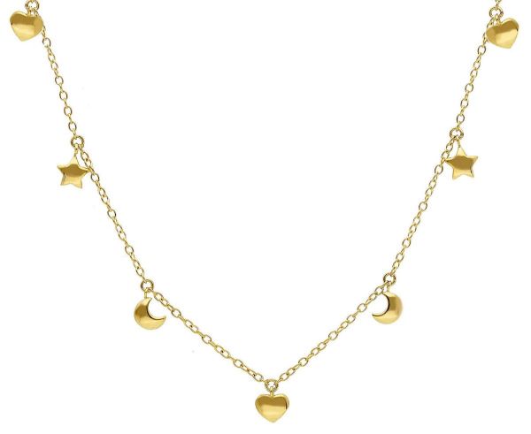 Picture of Heart Moon & Stars Necklace | Solid 18k gold | 42 cm