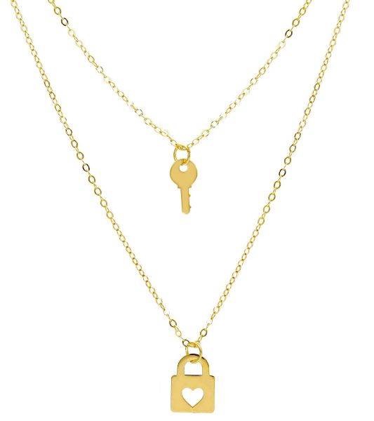 Immagine di Girocollo Chiave e Lucchetto oro giallo 18k | 45 cm