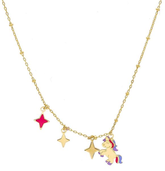 Picture of Unicorn girls' enamel Necklace | 18k gold | 45 cm