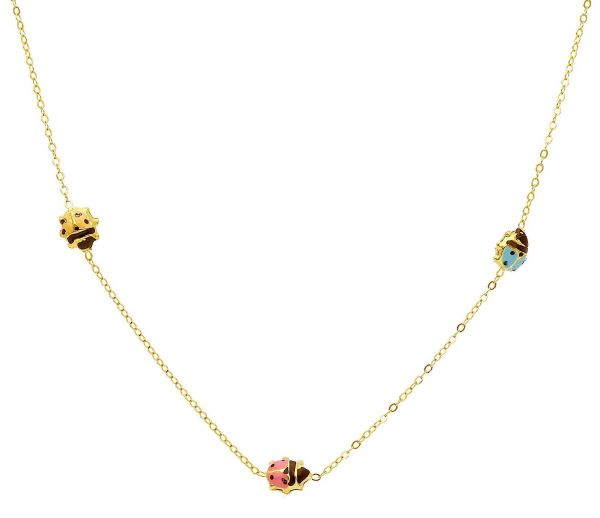 Immagine di Girocollo Coccinella oro giallo 18k smalto | 42 cm