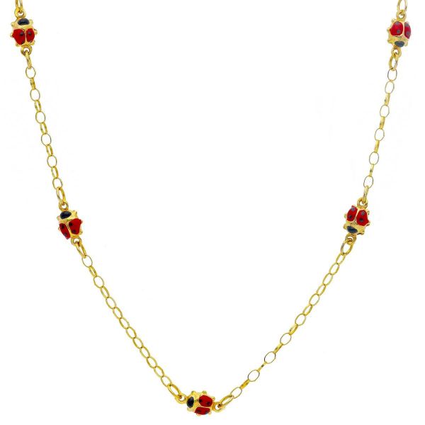 Imagen de Gargantilla Mariquita oro amarillo 9k esmalte | 39+3 cm