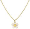 Imagen de Collar Flor oro amarillo 9k esmalte blanco | 40+5 cm 