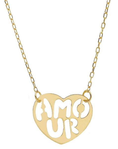 Imagen de Collar Corazón  para mujer oro amarillo 18k | 42 cm 