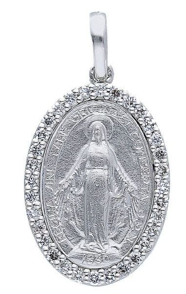Picture of Miraculous Medal diamond Necklace | 18k white gold | 42 cm