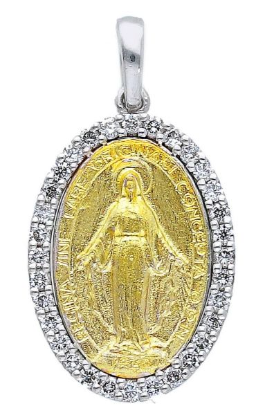 Picture of Miraculous Medal diamond Necklace | 18k yellow gold | 42 cm