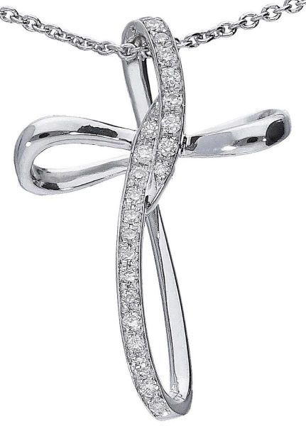 Imagen de Collar Cruz de diamantes oro blanco 18k | 42 cm 