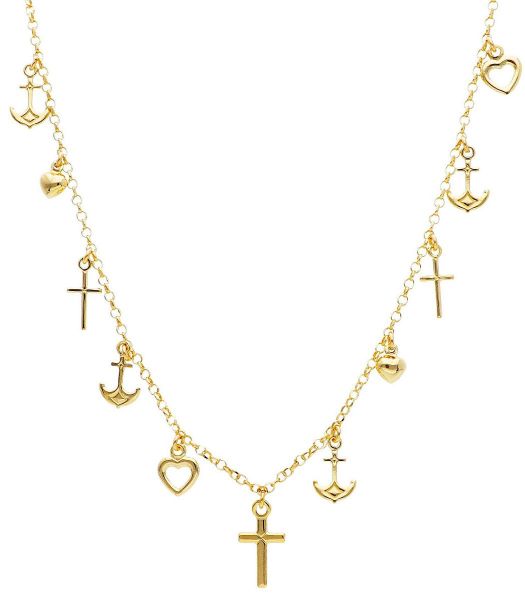 Immagine di Chocker Croci Cuori e Ancore oro giallo 18k | 40 cm 