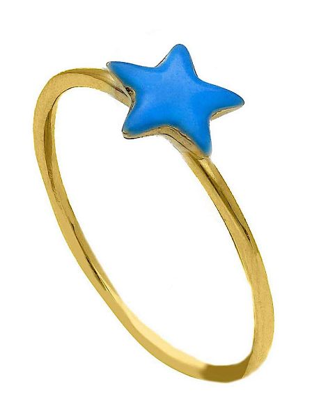 Immagine di Anello ragazza Stella oro giallo 18k e smalto blu