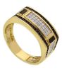 Immagine di Anello Chevalier uomo oro bicolor 18k zirconi bianchi e neri