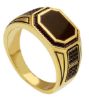 Imagen de Anillo Chevalier para hombre oro amarillo 18k, circones negros y ónix
