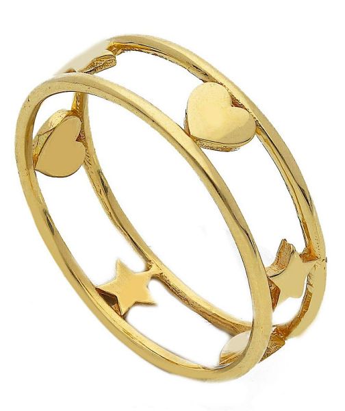 Immagine di Anello Fedina uomo donna Cuori oro massiccio giallo 18k